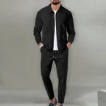 Men's autumn and winter long sleeve jacket set Street travel pants Simple design fashion suit men - Image 2