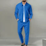 Men's autumn and winter long sleeve jacket set Street travel pants Simple design fashion suit men