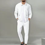 Men's autumn and winter long sleeve jacket set Street travel pants Simple design fashion suit men - Image 5