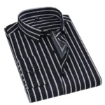 New Good Quality Men Dress Shirt Long Sleeve Striped Business Office Casual Shirt S - Image 5