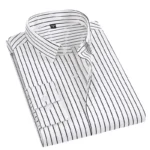 New Good Quality Men Dress Shirt Long Sleeve Striped Business Office Casual Shirt S - Image 6