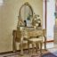 Champagne Gold Dressing Table + Stool [Round Mirror]