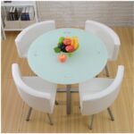 Dining table and chairs tempered glass small round table - Image 11
