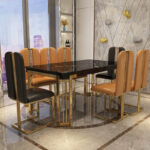 Modern simple marble dining table and chair - Image 3