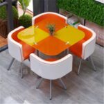 Dining table and chairs tempered glass small round table - Image 27