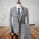 2024 autumn and winter new men British slim plaid suit three-piece suit - Image 8