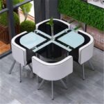 Dining table and chairs tempered glass small round table - Image 28