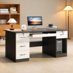 Computer desk table desktop bedroom home desk office desk and chair set with drawer writing desk workbench - Image 4