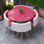 Dining table and chairs tempered glass small round table - Image 29