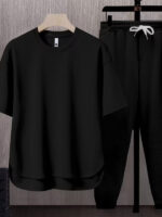 Foreign trade set matching suit solid color men's T-shirt s two-piece suit - Image 5