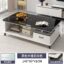 Tempered glass-single drawer black marble 140