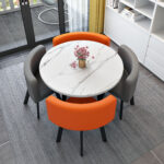 Leisure small round table coffee table one table and four chairs combination - Image 31