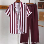 Comfortable Casual Men Short Sleeve with Long Pants