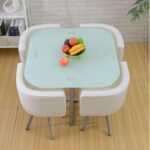 Dining table and chairs tempered glass small round table - Image 21
