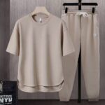 Foreign trade set matching suit solid color men's T-shirt s two-piece suit - Image 6