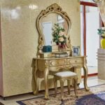 Dressing table European style champagne gold dressing table retro carved - Image 2