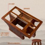 Flamed stone solid wood coffee table chair home living room - Image 4