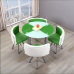 Dining table and chairs tempered glass small round table - Image 6