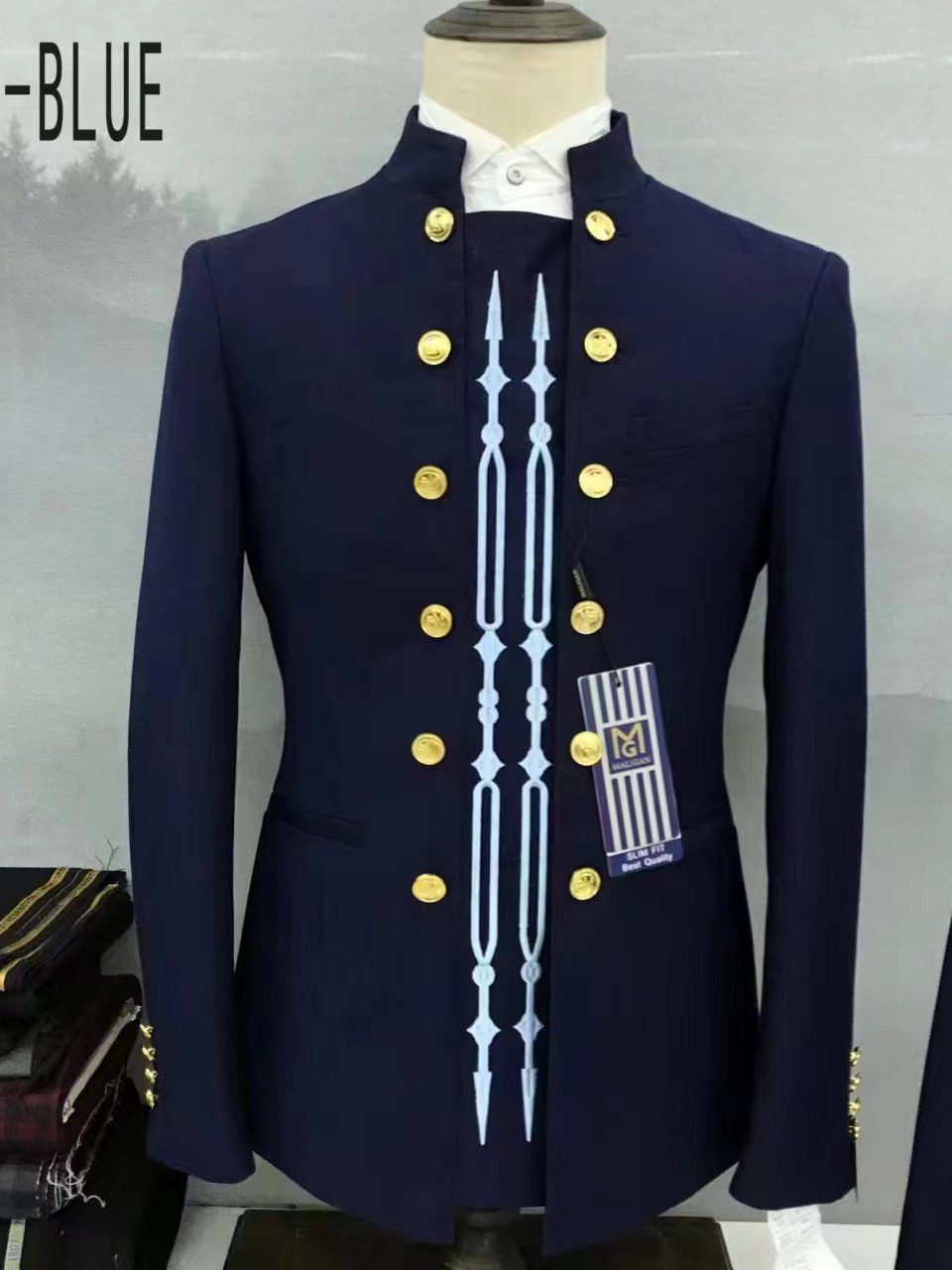 O1CN01JyBSLv29btu7cw7VS_21212214039188087-0-cib.jpg Metal button embroidery Zhongshan men's suit two-piece suit new style wedding - Image 1