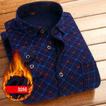 Autumn and winter men's thickened plus fleece shirt