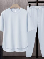 Foreign trade set matching suit solid color men's T-shirt s two-piece suit - Image 4