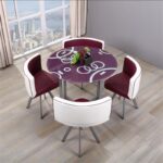 Dining table and chairs tempered glass small round table - Image 9
