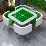 Dining table and chairs tempered glass small round table - Image 24