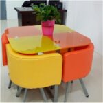 Dining table and chairs tempered glass small round table - Image 22