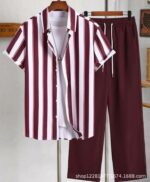 Comfortable Casual Men Short Sleeve with Long Pants - Image 7