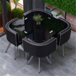 Dining table and chairs tempered glass small round table