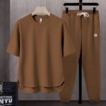 Foreign trade set matching suit solid color men's T-shirt s two-piece suit - Image 10