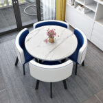Leisure small round table coffee table one table and four chairs combination - Image 37