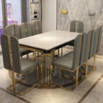 Modern simple marble dining table and chair - Image 4