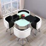 Dining table and chairs tempered glass small round table - Image 12