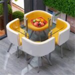 Dining table and chairs tempered glass small round table - Image 32