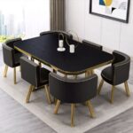 Conference table for 6 people long table simple modern rectangular dining table - Image 14