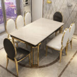 Modern simple marble dining table and chair - Image 5