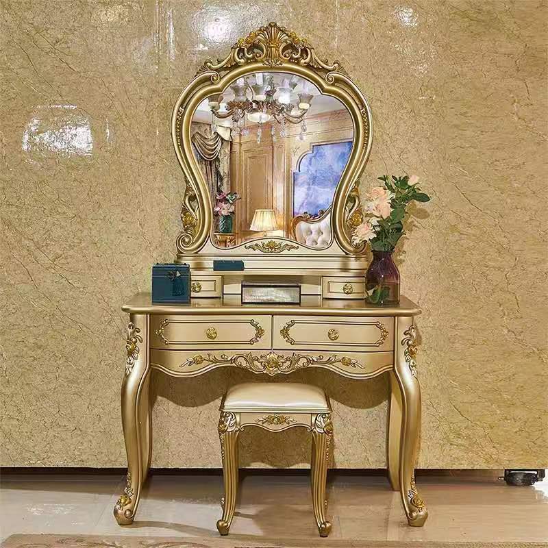 O1CN01dMA0RU1l9v5rkbGNe_21212211088744777-0-cib.jpg Dressing table European style champagne gold dressing table retro carved - Image 1