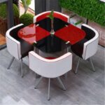 Dining table and chairs tempered glass small round table - Image 25