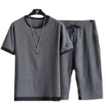 Summer casual sports suit for men, ice silk short-sleeved T-shirt and shorts - Image 5