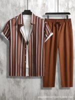 Comfortable Casual Men Short Sleeve with Long Pants - Image 9