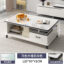 Tempered glass-single drawer white marble 120