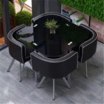 Dining table and chairs tempered glass small round table - Image 23