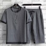 Summer casual sports suit for men, ice silk short-sleeved T-shirt and shorts - Image 8