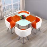 Dining table and chairs tempered glass small round table - Image 17
