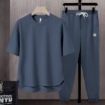 Foreign trade set matching suit solid color men's T-shirt s two-piece suit - Image 7