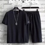Summer casual sports suit for men, ice silk short-sleeved T-shirt and shorts - Image 3