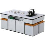 Modern rock slab coffee table stool solid wood living room