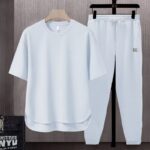 Foreign trade set matching suit solid color men's T-shirt s two-piece suit - Image 8