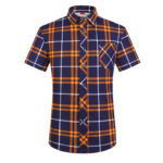 Summer men's short-sleeved plaid shirt